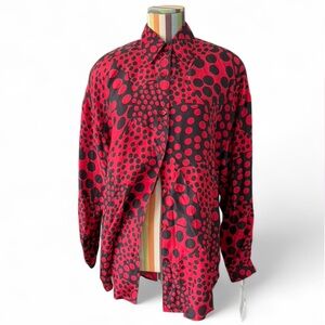 Deadstock Vintage Smart Set 100% Silk Polka Dot Oversized Shirt Blouse